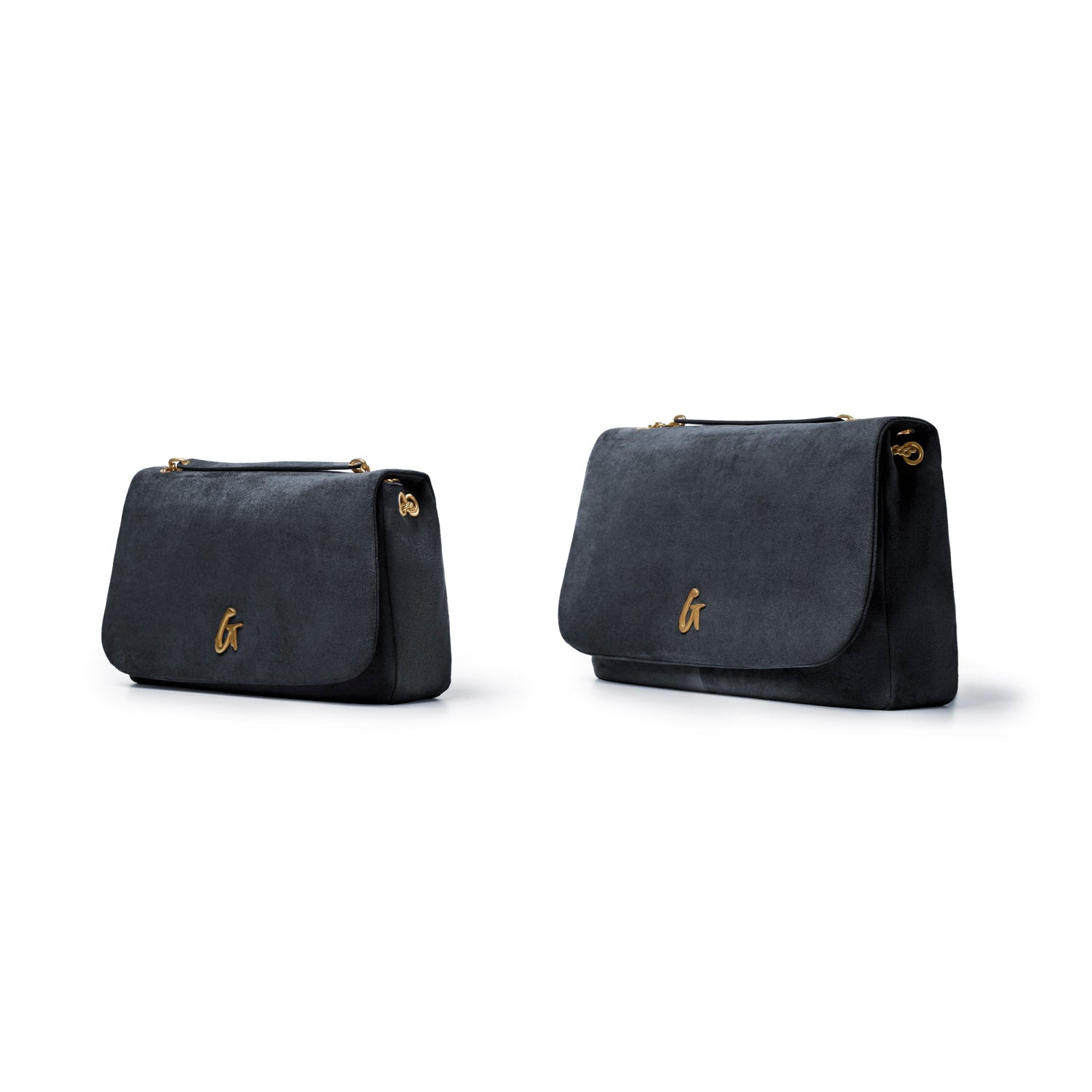 MEDIUM SUEDE FLAP BAG - BLACK
