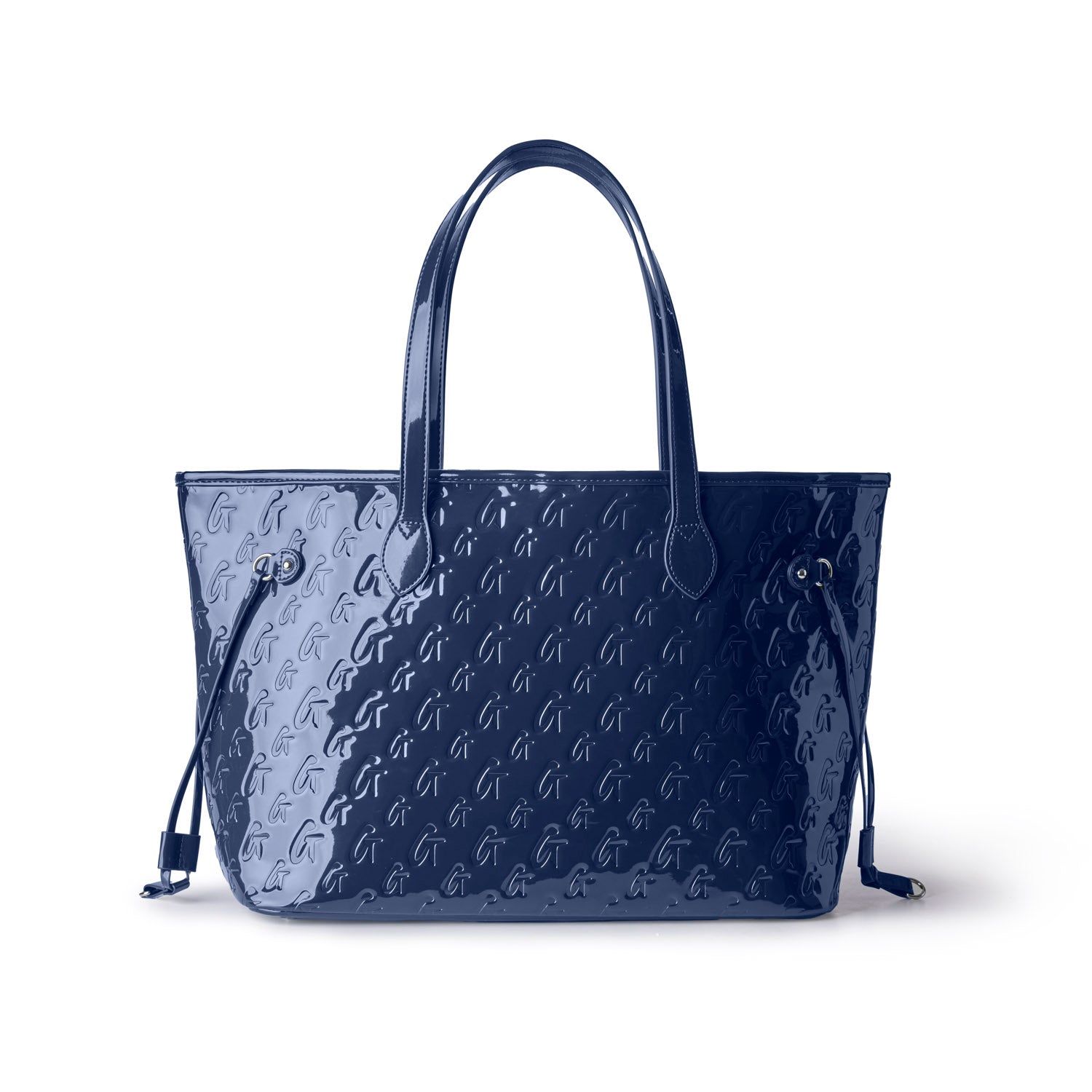MONOGRAM GLAM TOTE WITH WRISTLET - MIRROR NAVY