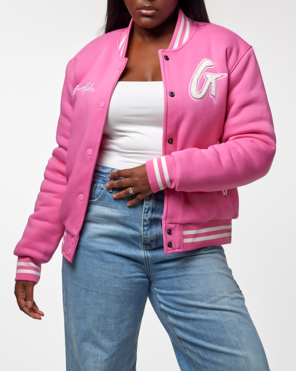 ESSENTIAL VARSITY JACKET - HOT PINK