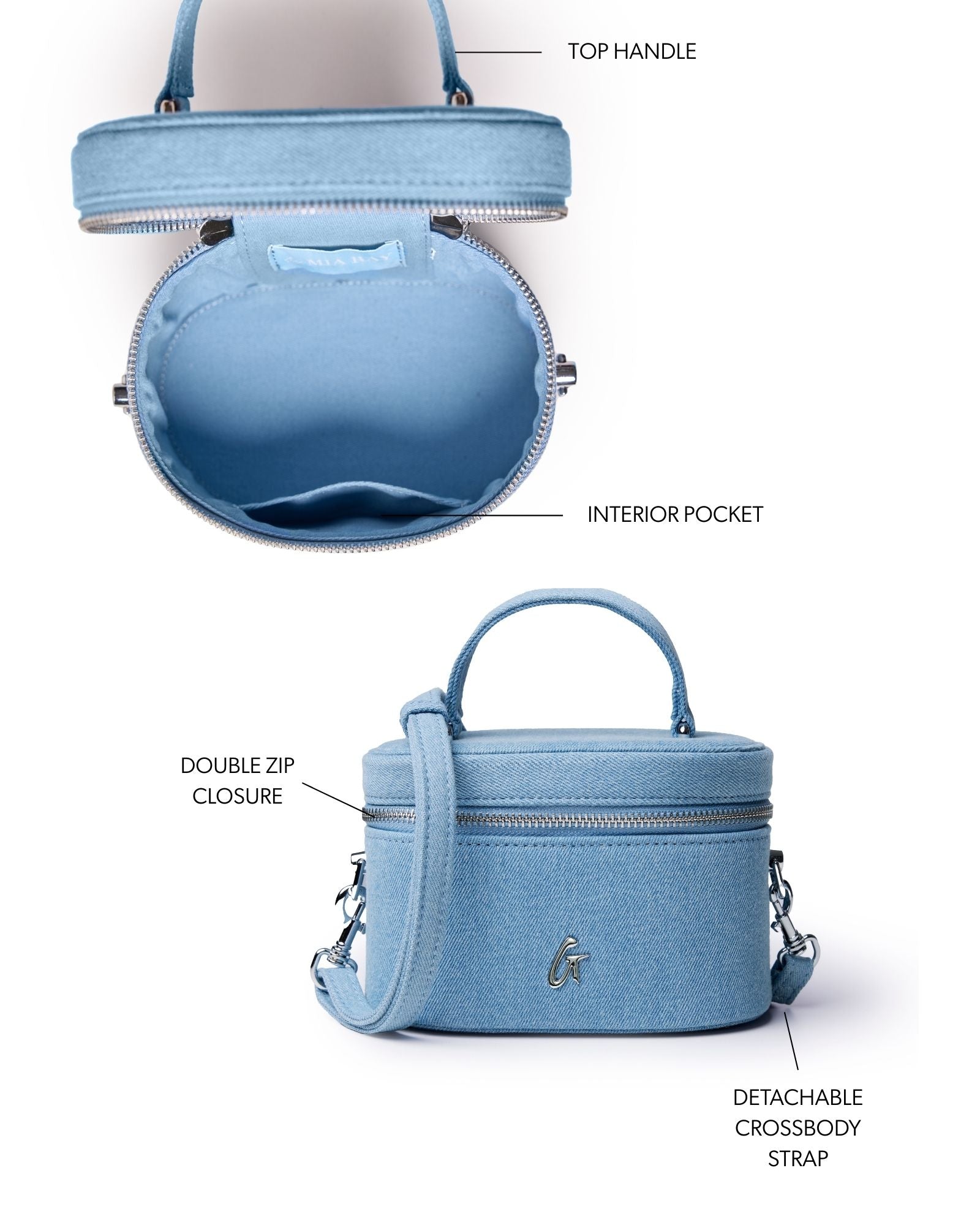 MINI DENIM SILVER VANITY BAG