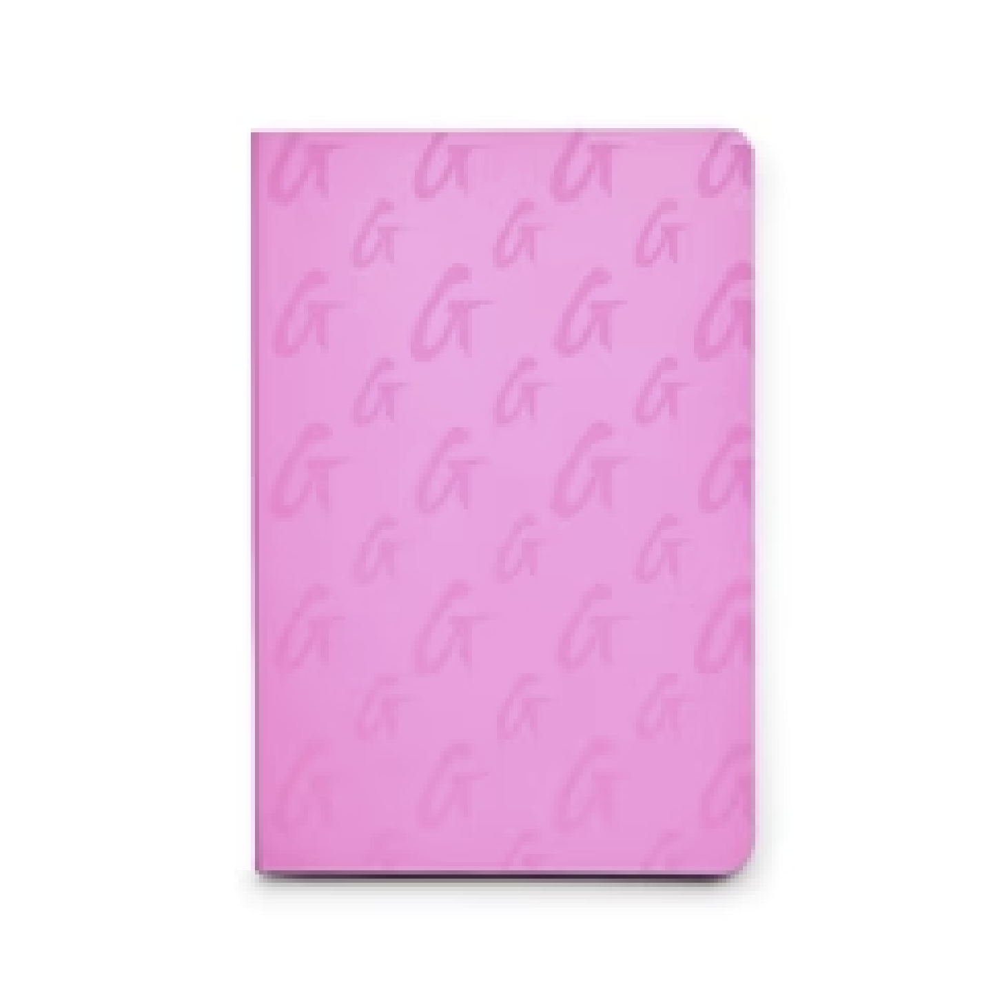 Hot pink monogram notebook featuring a subtle logo pattern, perfect for stylish note-taking and organization.