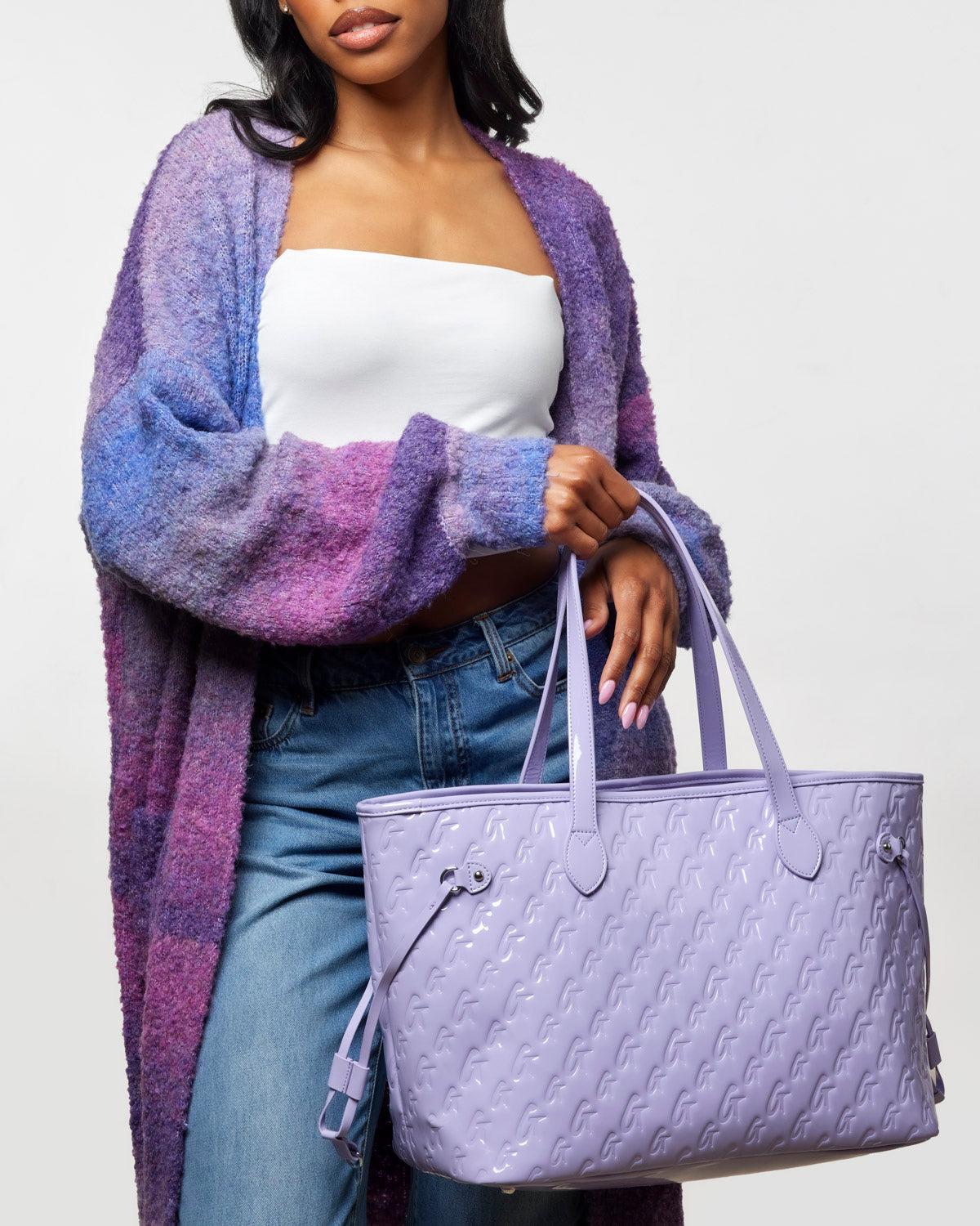 MONOGRAM GLAM TOTE WITH WRISTLET - MIRROR LAVENDER