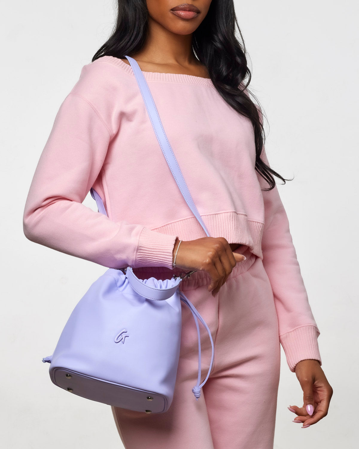 MEDIUM DRAWSTRING BUCKET BAG - LAVENDER