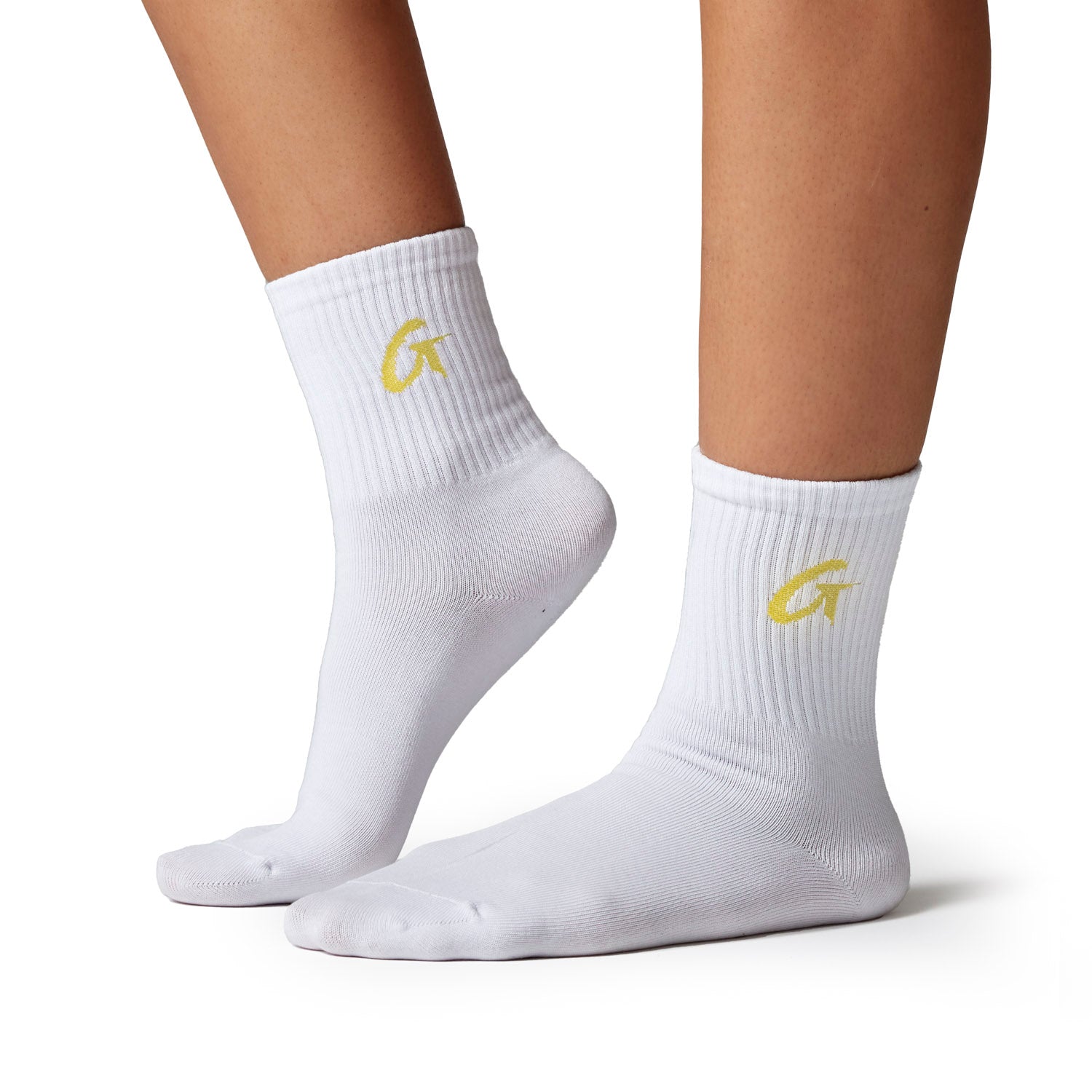 Pastel multi crew socks featuring a ribbed design and a stylish logo, perfect for casual and comfortable wear.
