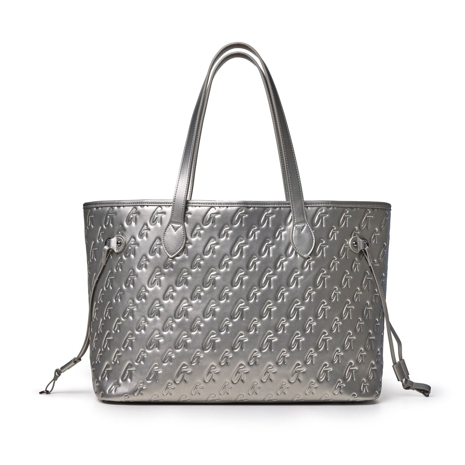 MONOGRAM GLAM TOTE WITH WRISTLET - PLATINUM