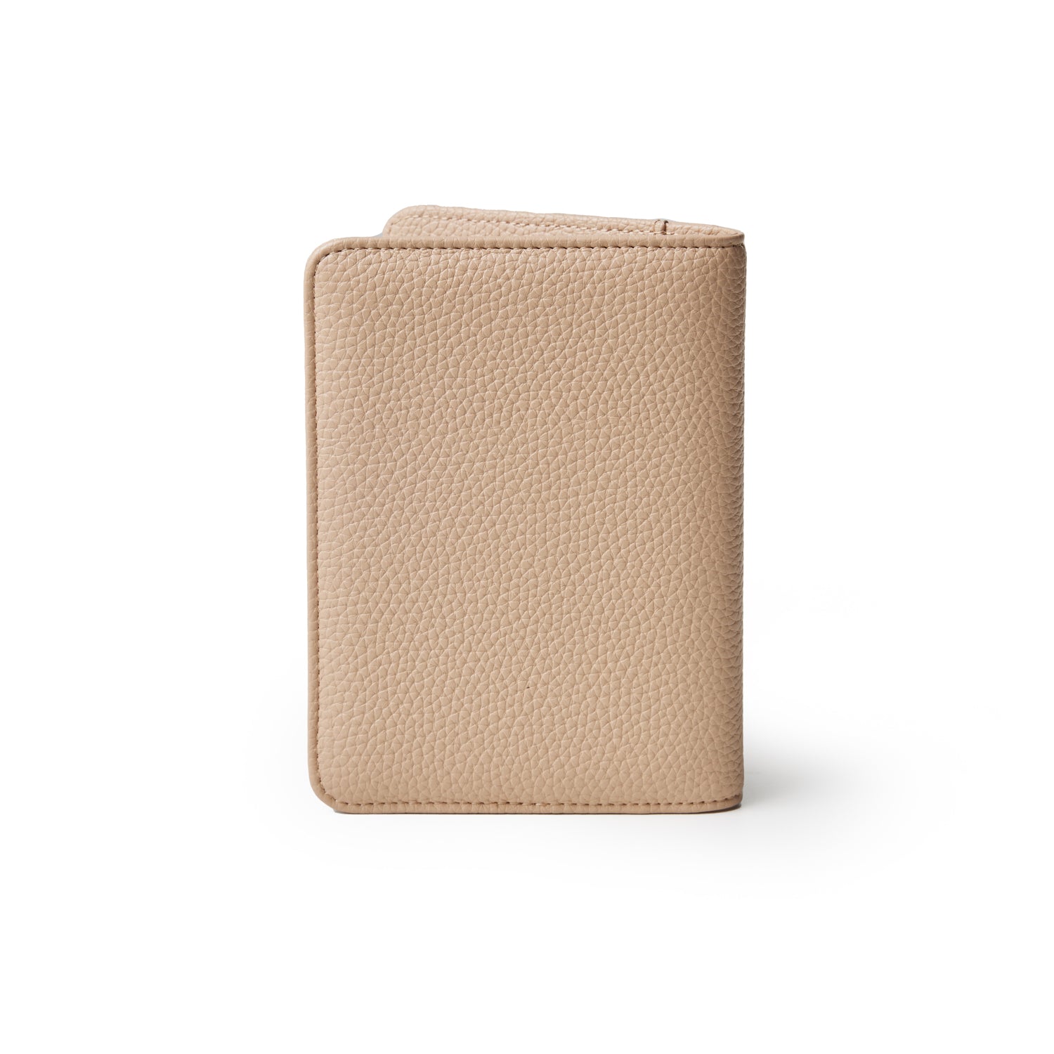 Pebble passport holder in nude color with textured leather finish, compact design, and secure closure for travel essentials.
