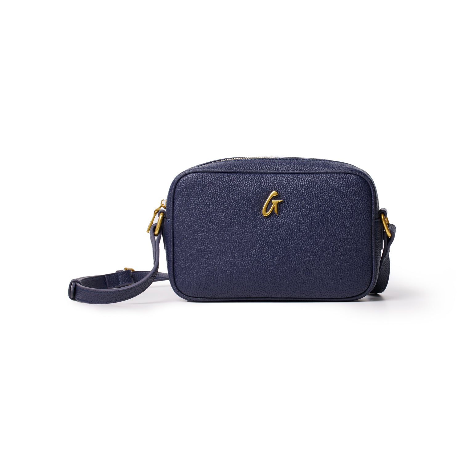 navy camera bag leather