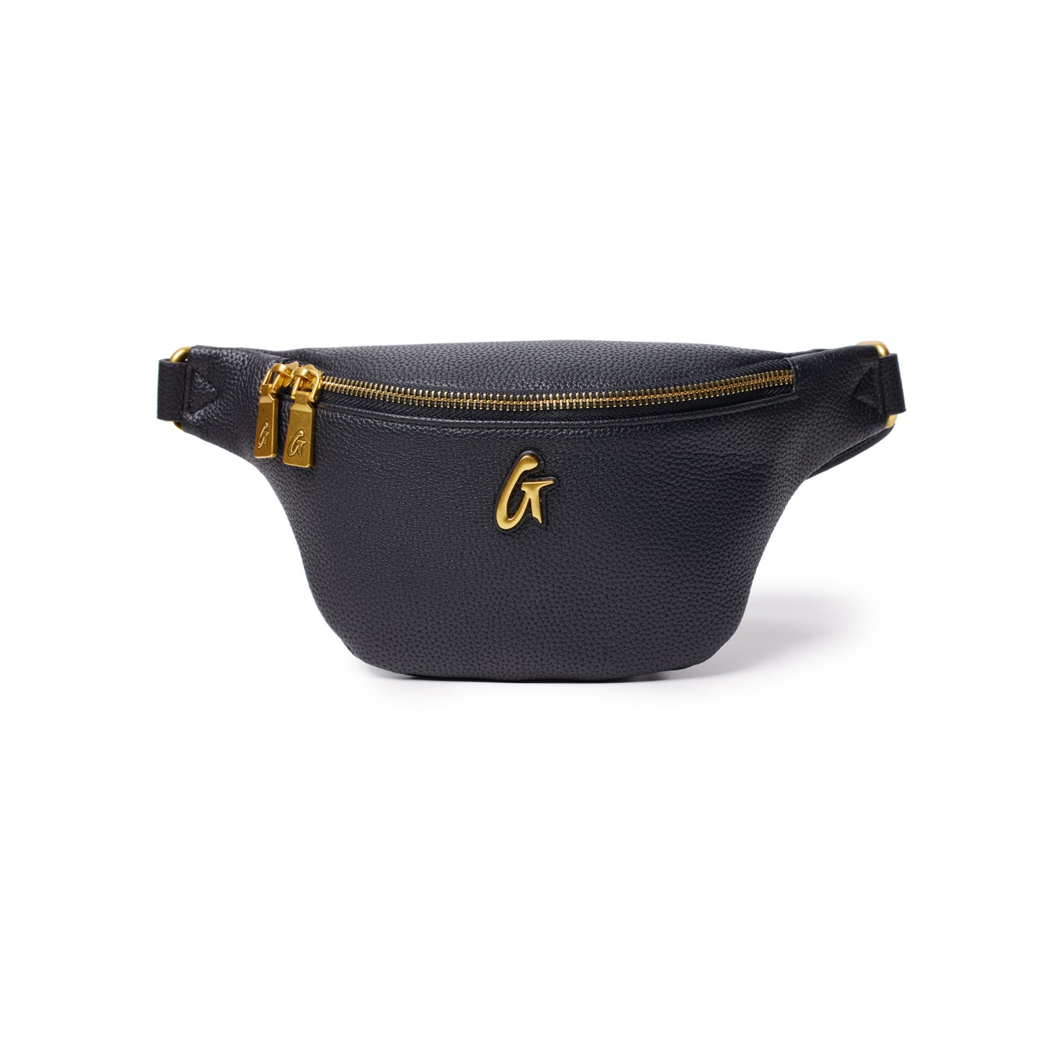 Black fanny pack gold zipper best sale