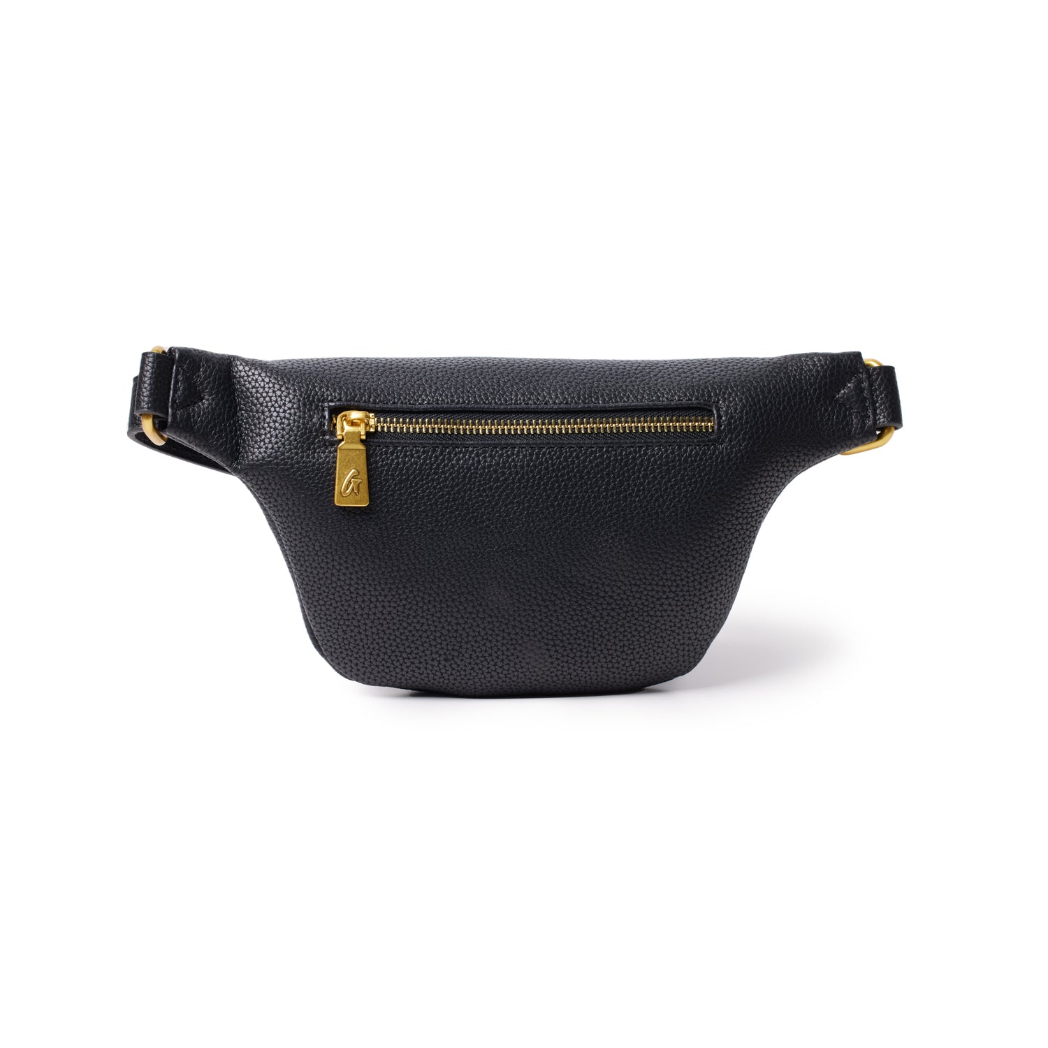 Black Pebble Fanny Pack bundle with gold zipper and hardware, featuring a textured leather finish and adjustable strap.