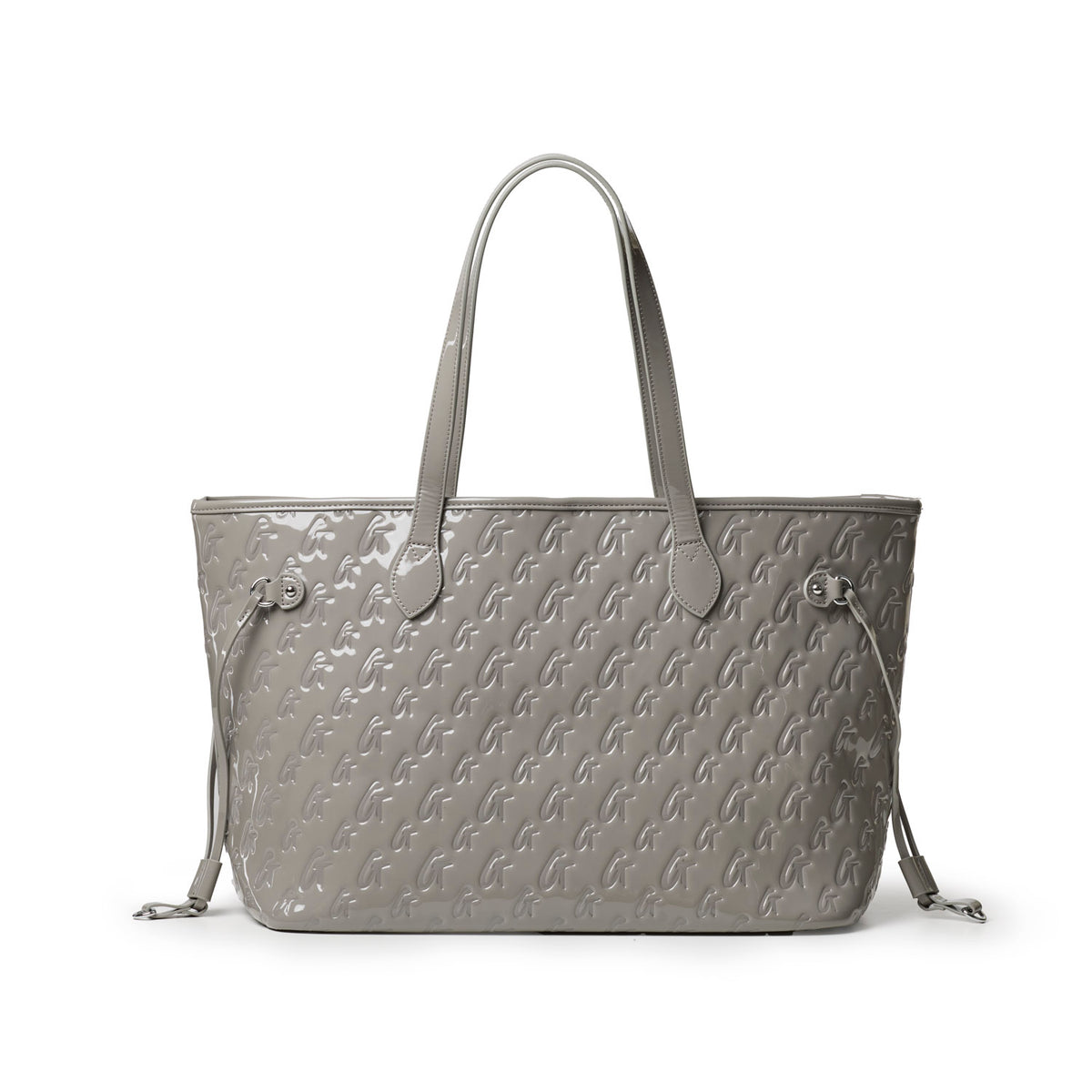MONOGRAM GLAM TOTE WITH WRISTLET - MIRROR GRAY