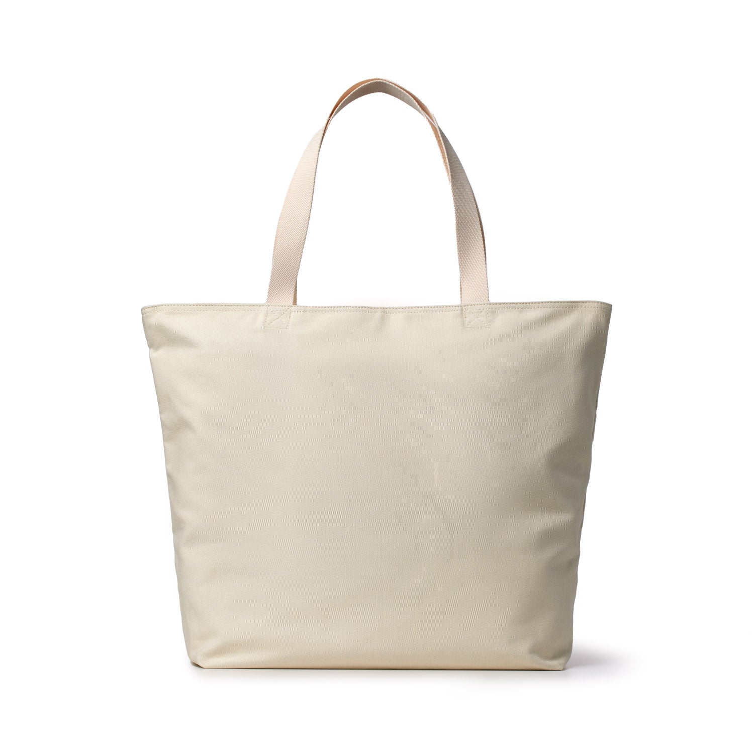 Purple canvas tote bag with signature logo, featuring beige handles and a spacious, minimalist design.