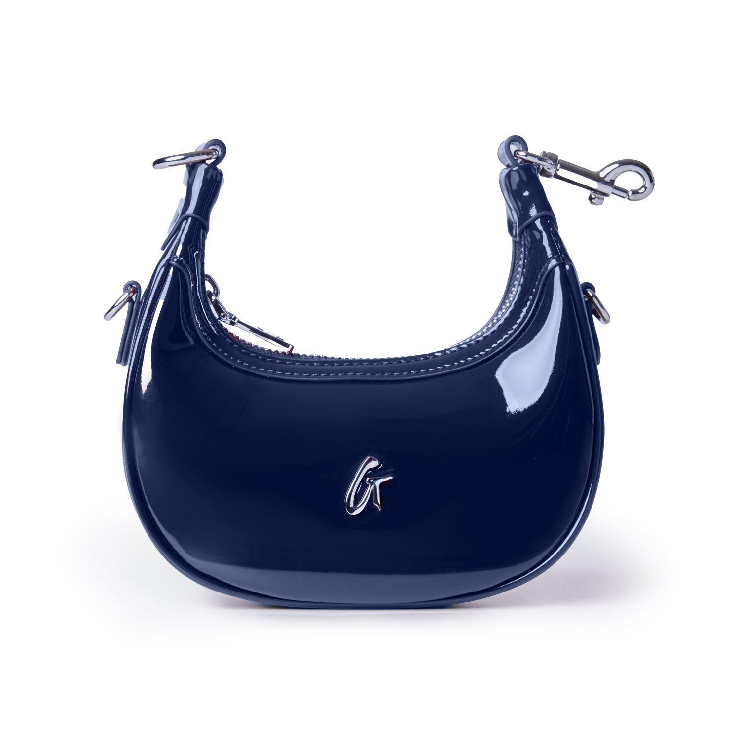 NANO MIRROR HOBO BAG in mirror navy with a sleek design and shiny finish, perfect for stylish everyday use.
