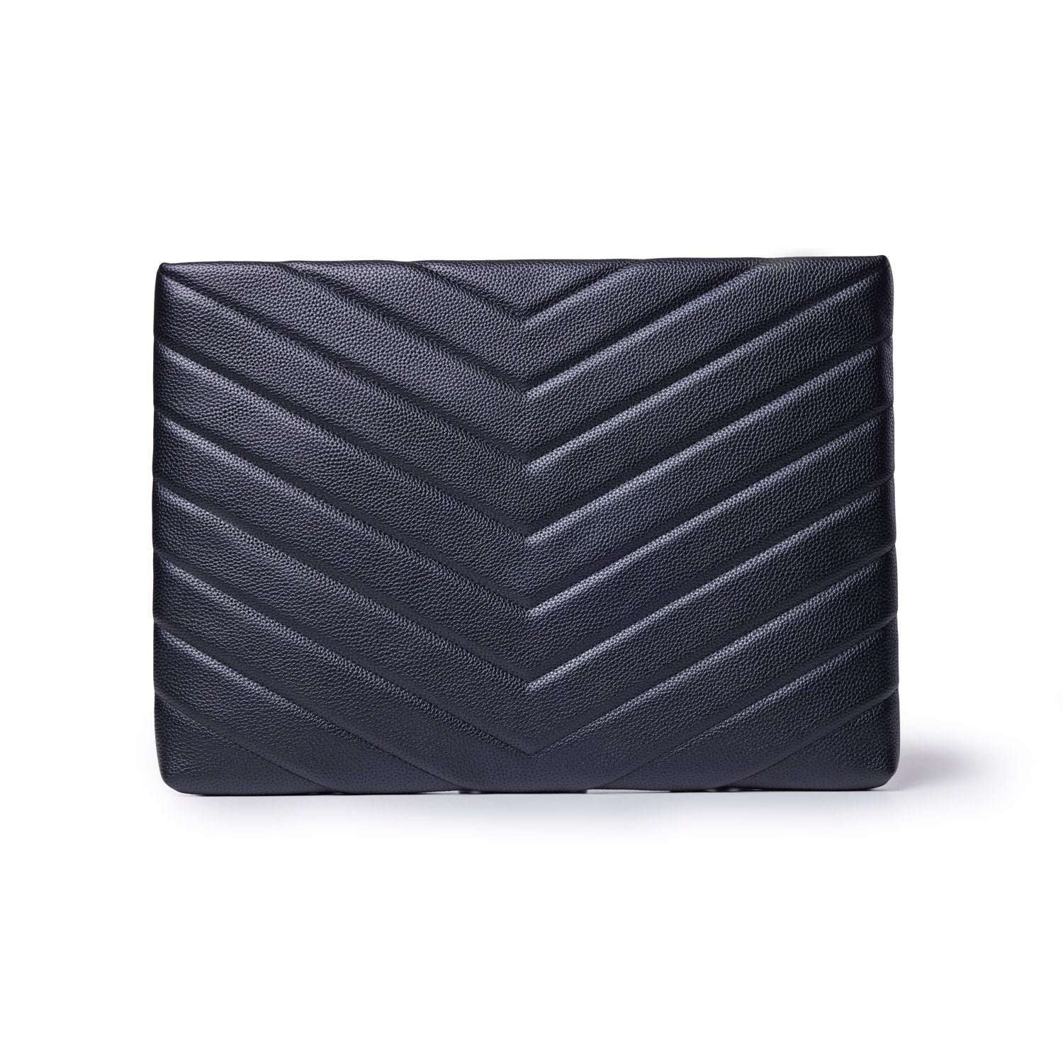 Black pebble laptop sleeve featuring a stylish chevron pattern, designed for protection and elegance.