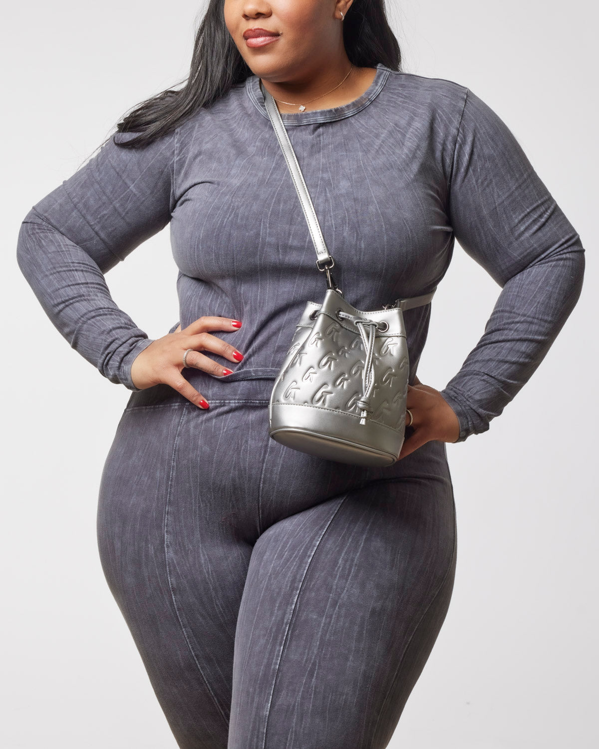 MINI MONOGRAM BUCKET BAG - PLATINUM