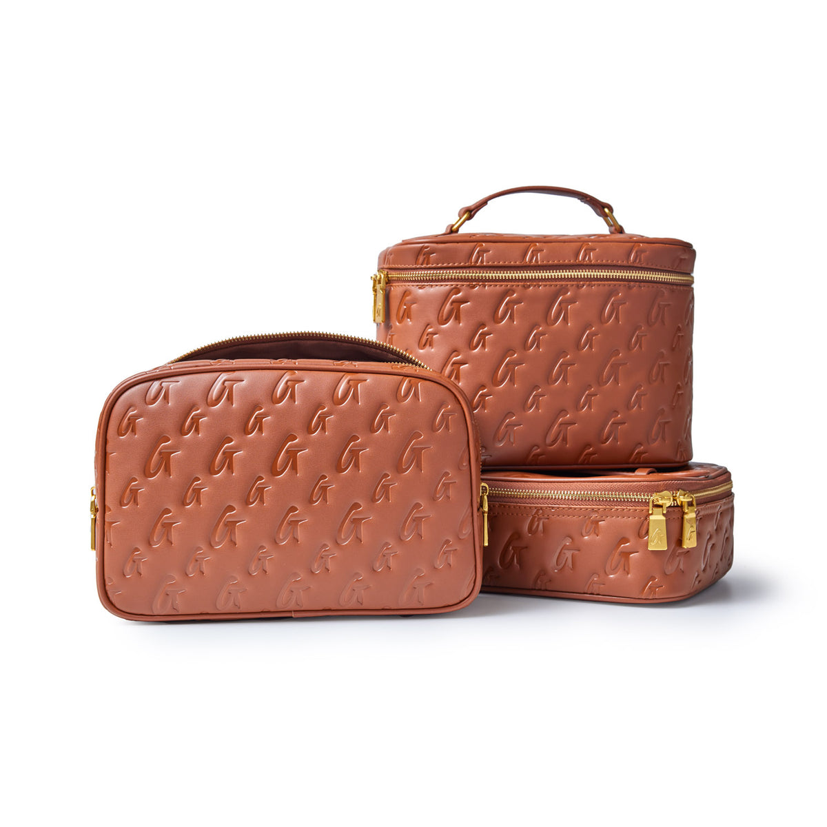 MONOGRAM TOILETRY SET - BROWN