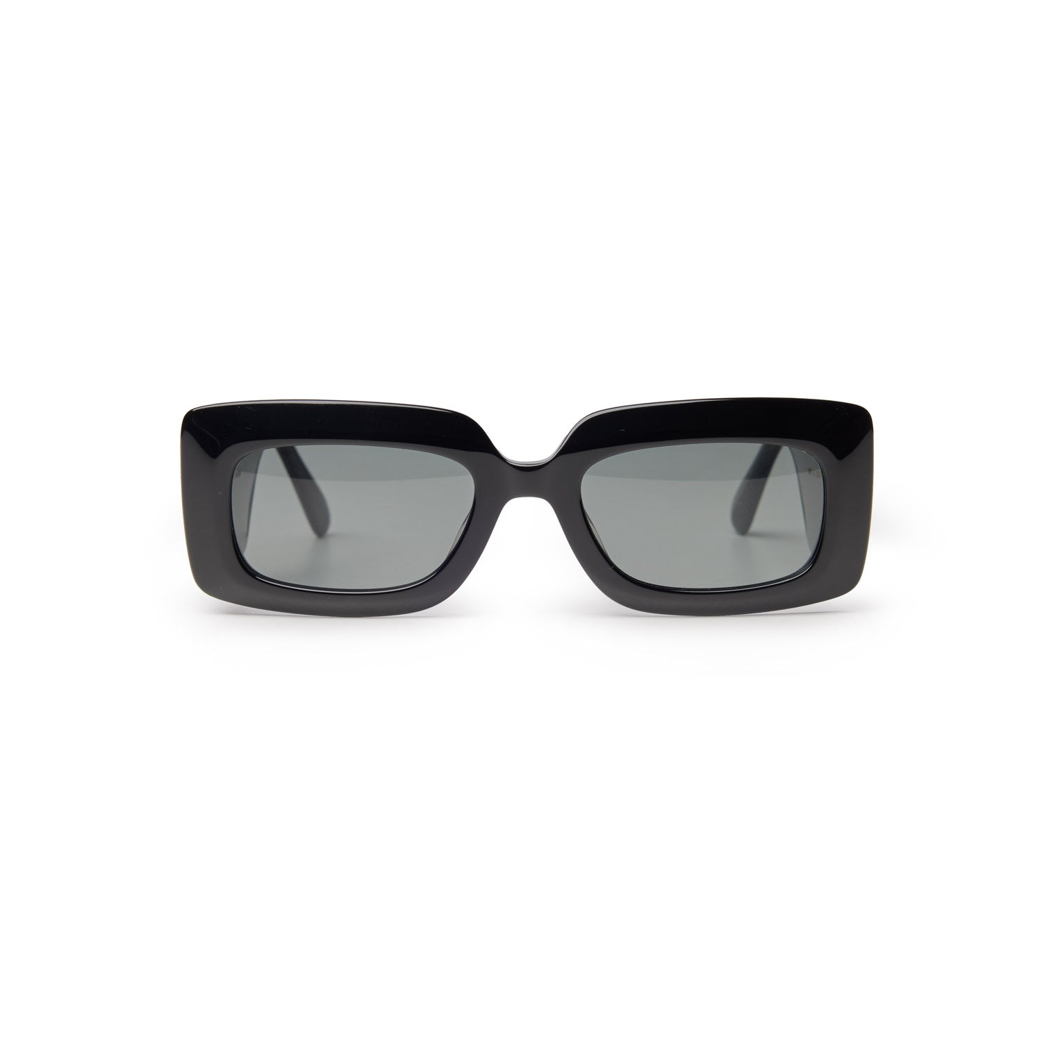 Oversized black sunglasses with a bold square frame and dark tinted lenses, perfect for a chic, stylish look.