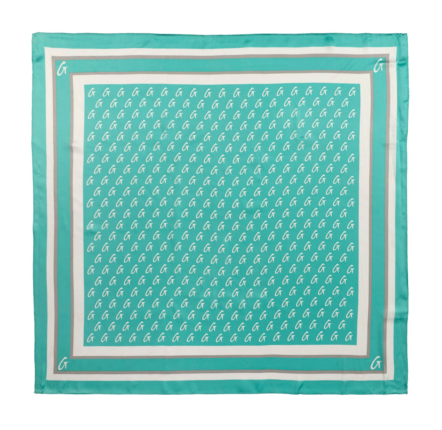 LARGE MONOGRAM SILK SCARF - TEAL