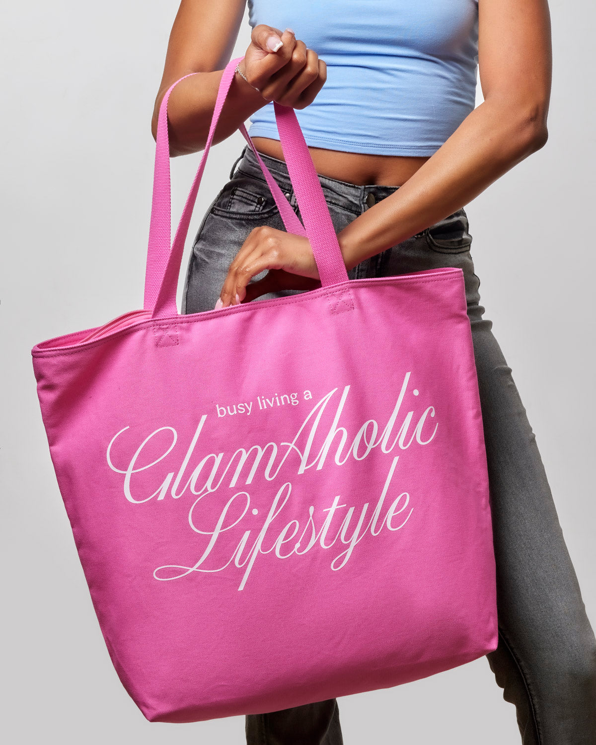 BUSY LIVING CANVAS TOTE - HOT PINK
