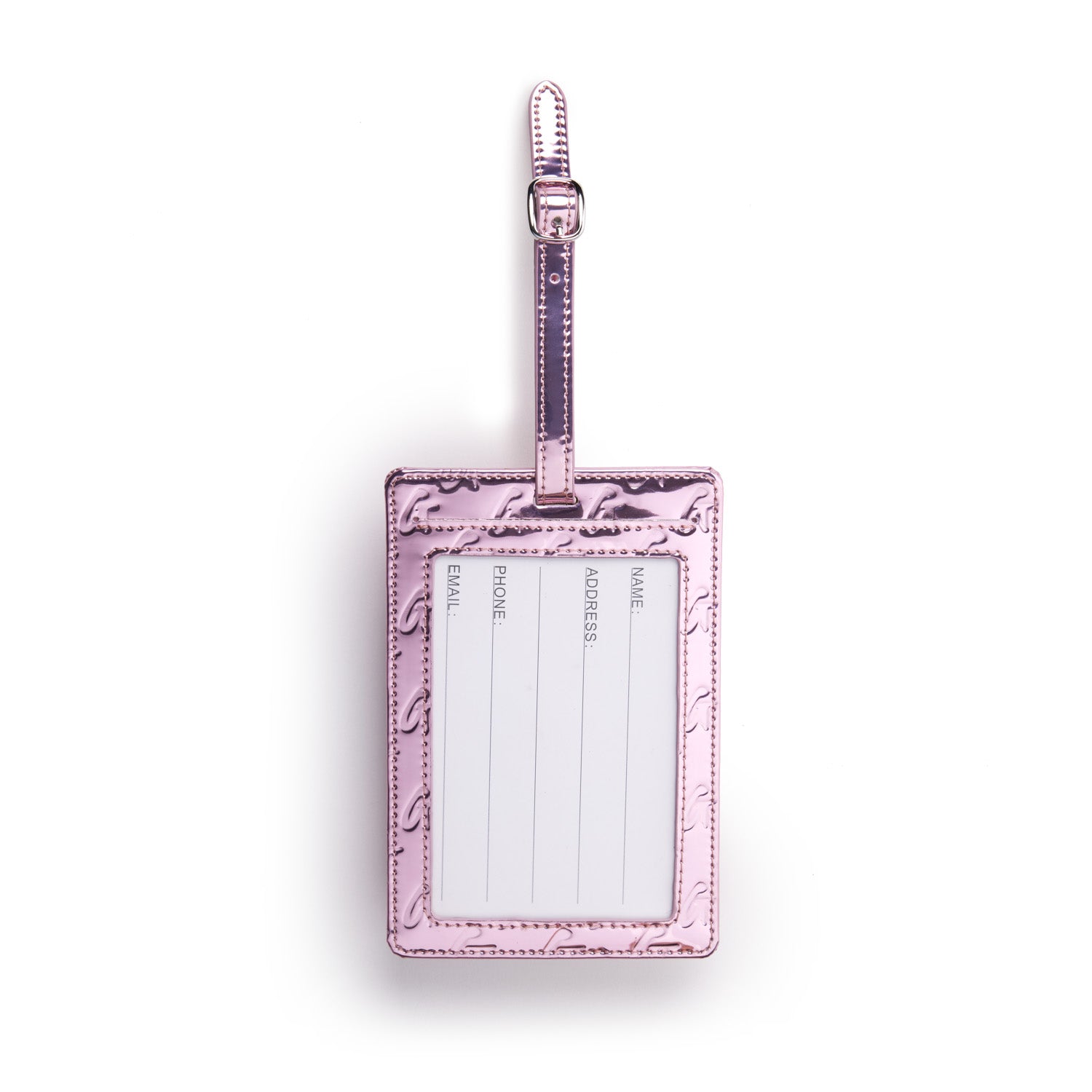 METALLIC MONOGRAM LUGGAGE TAG - METALLIC PINK