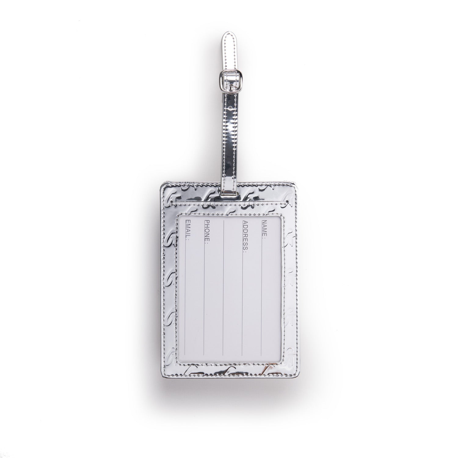 METALLIC MONOGRAM LUGGAGE TAG - METALLIC SILVER