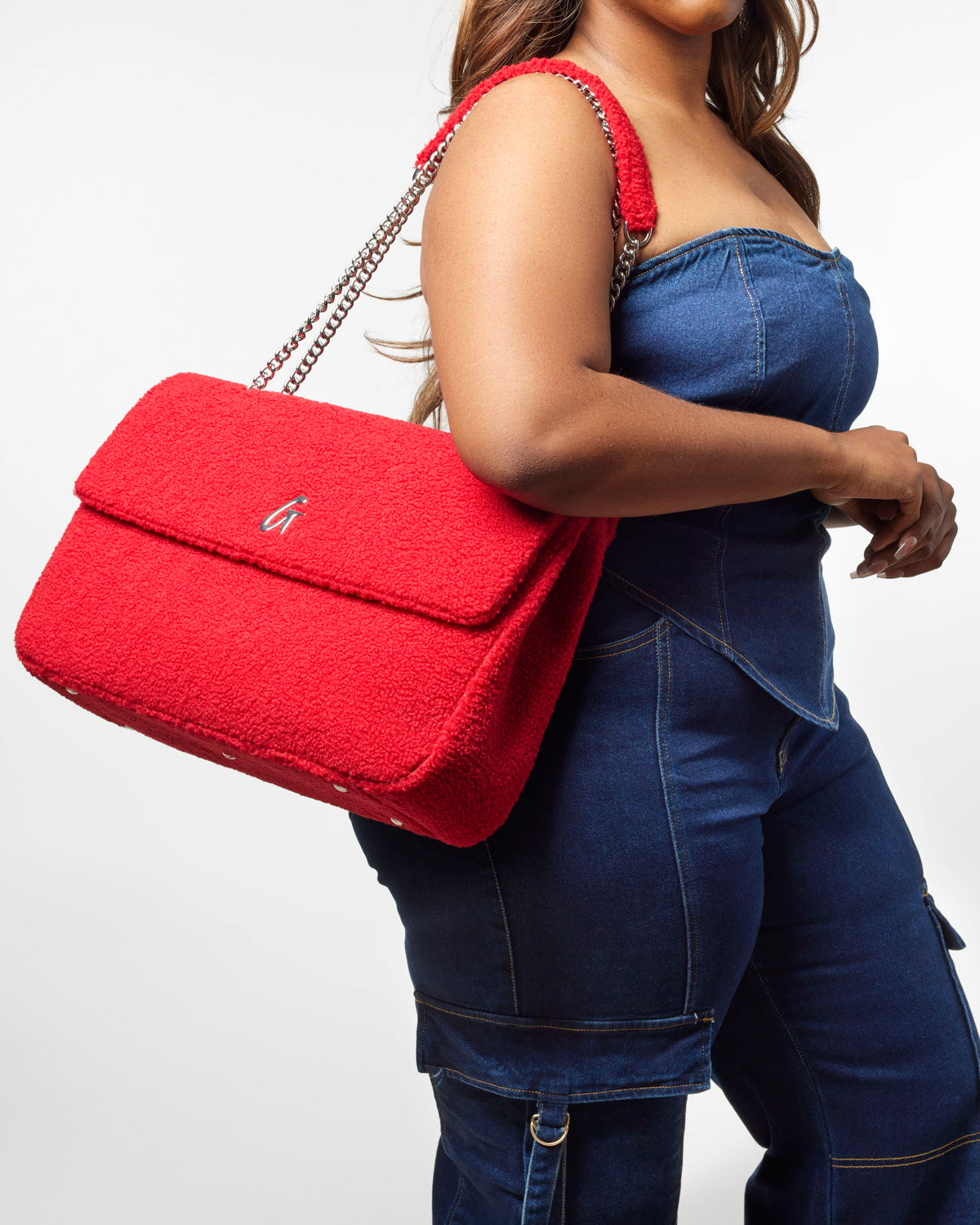 XL TEDDY FLAP BAG - RED