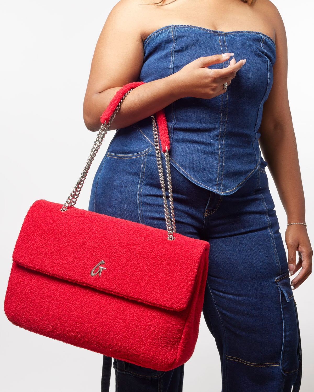 XL TEDDY FLAP BAG - RED