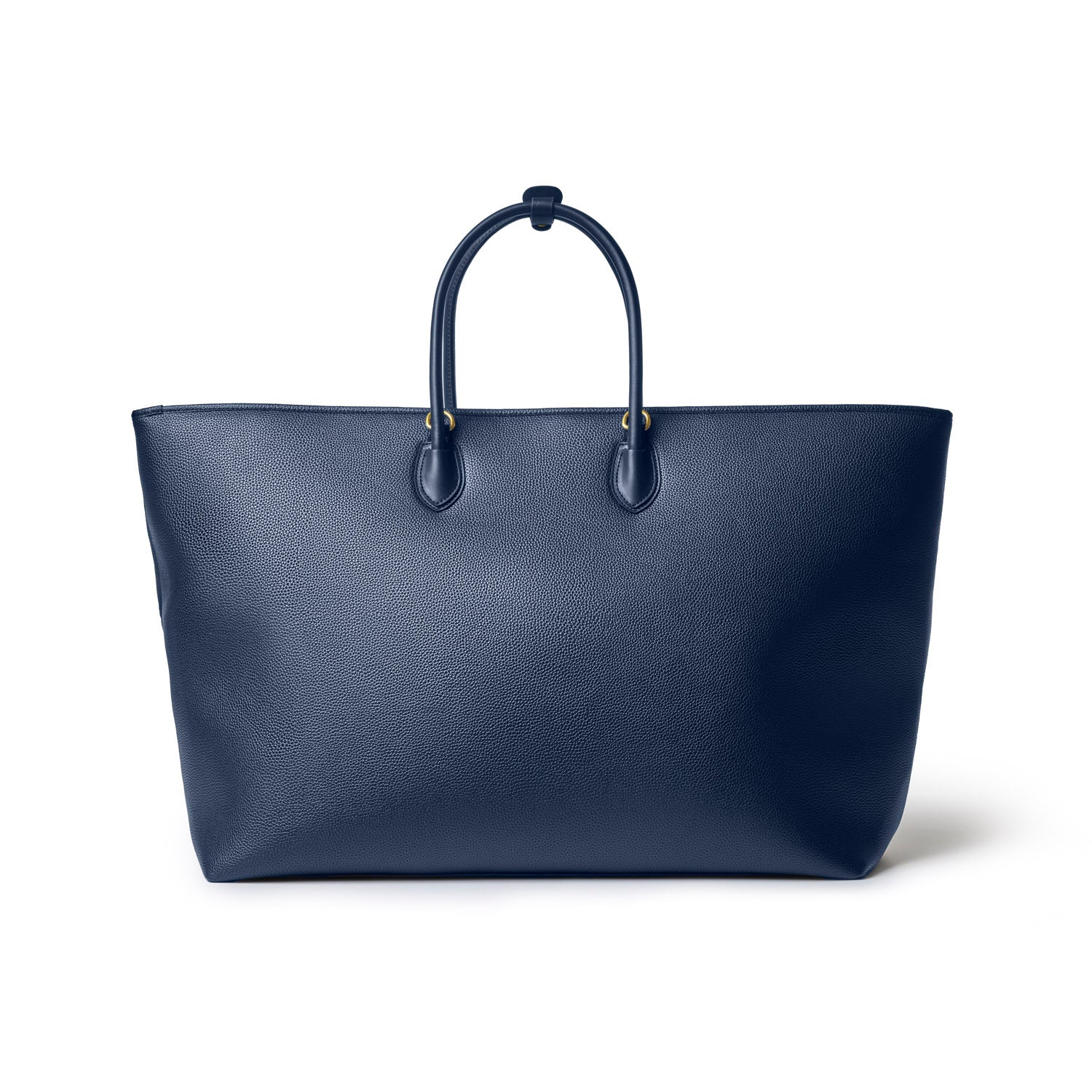 Navy jumbo pebble tote bag with smooth texture and sturdy handles, perfect for stylish everyday use.