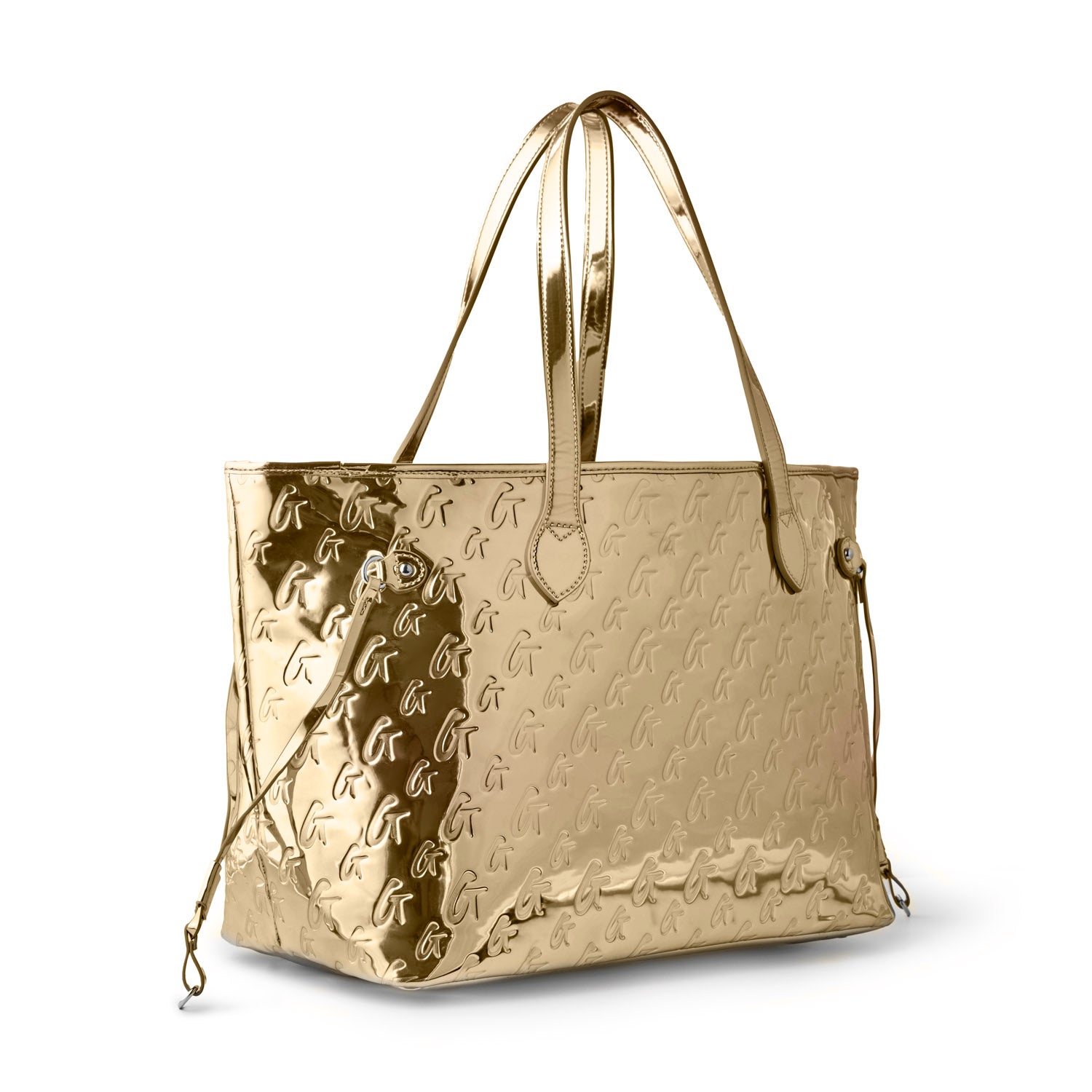 MONOGRAM GLAM TOTE WITH WRISTLET - METALLIC GOLD