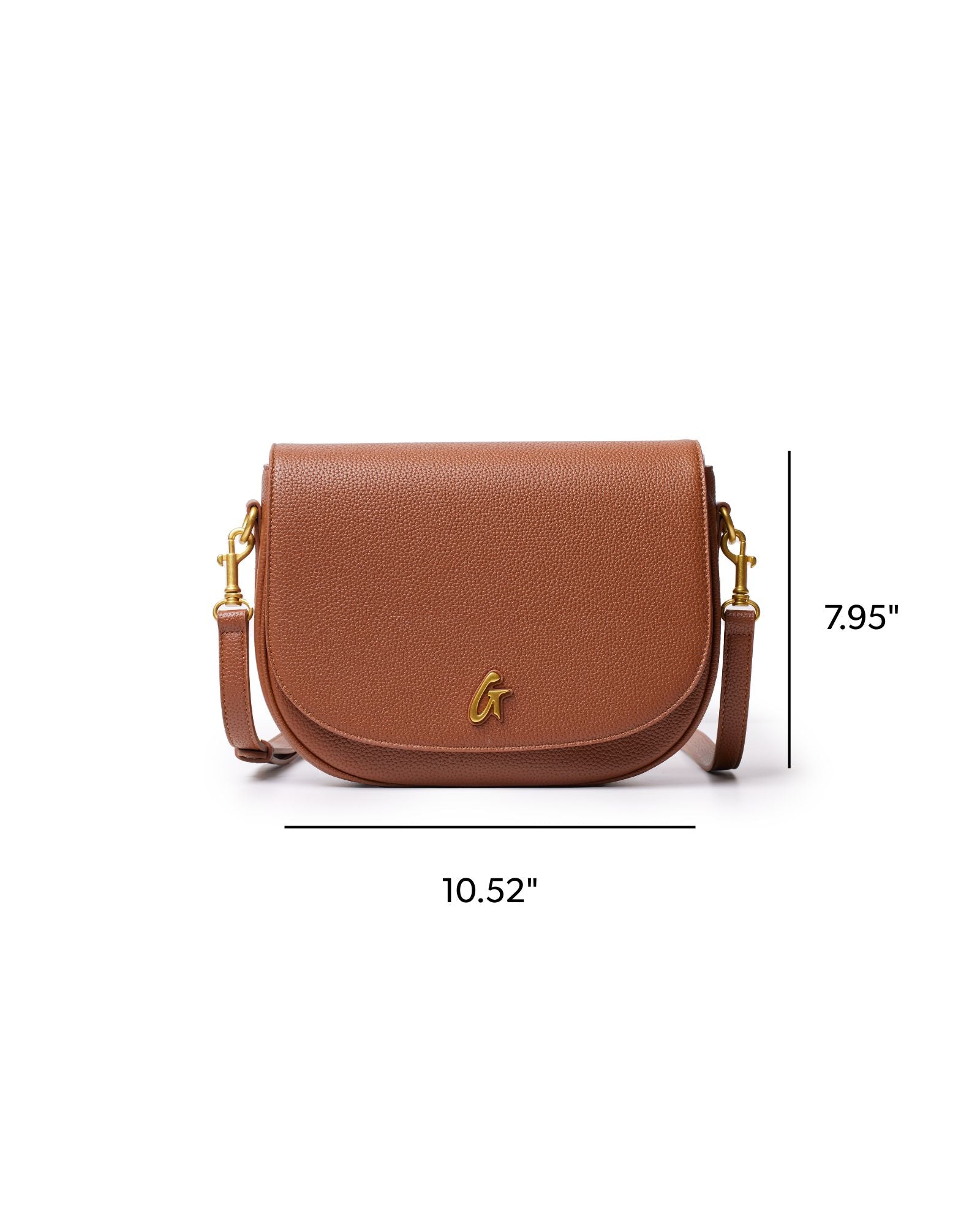 Brown large pebble shoulder bag with a sleek design, featuring a gold logo and adjustable strap. Ideal for stylish everyday use.