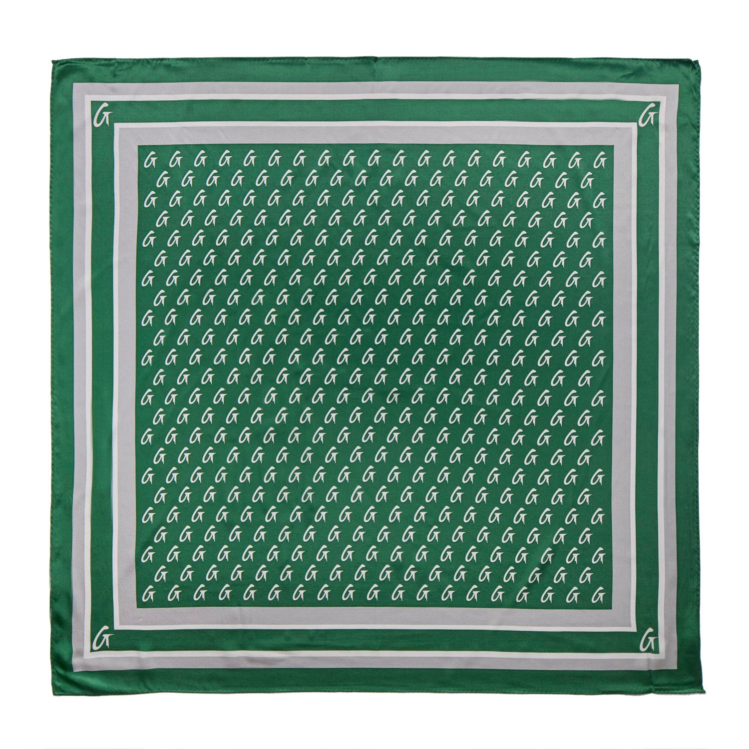 BUSY LIVING LARGE MONOGRAM SILK SCARF - GREEN