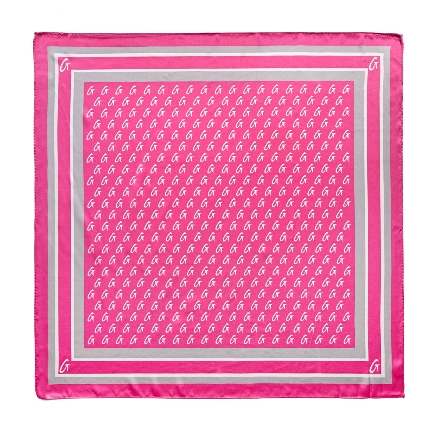 BUSY LIVING LARGE MONOGRAM SILK SCARF - HOT PINK