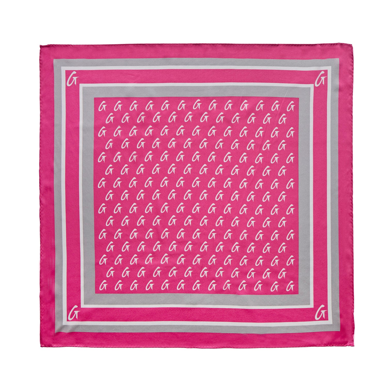 BUSY LIVING MEDIUM MONOGRAM SILK SCARF - HOT PINK
