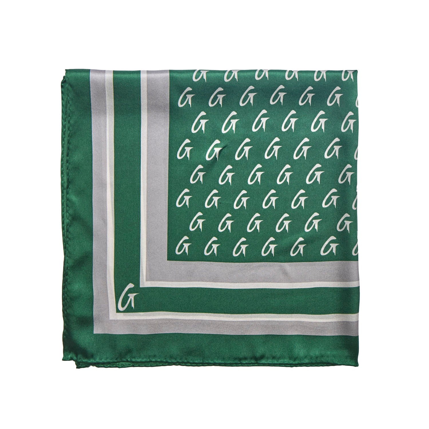 BUSY LIVING MEDIUM MONOGRAM SILK SCARF - GREEN