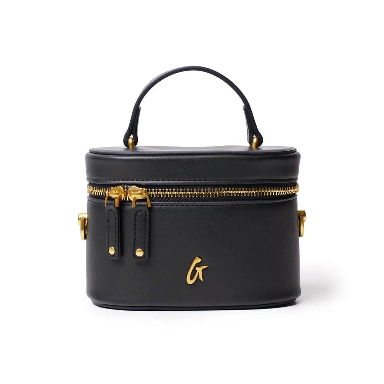 Smooth Vanity Black Vegan Leather Bag with Gold Hardware | Glam