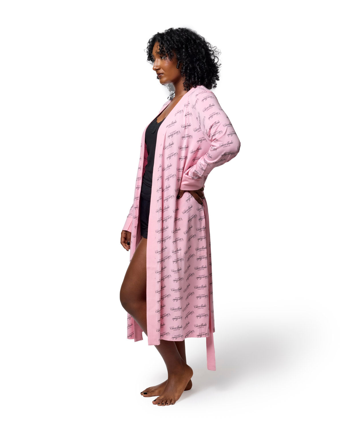 Light pink signature luxe robe featuring a stylish design, perfect for adding elegance to your loungewear collection.