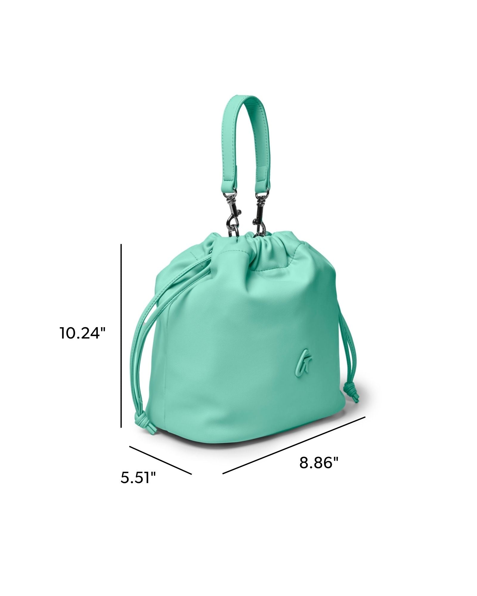 MEDIUM DRAWSTRING BUCKET BAG - TEAL