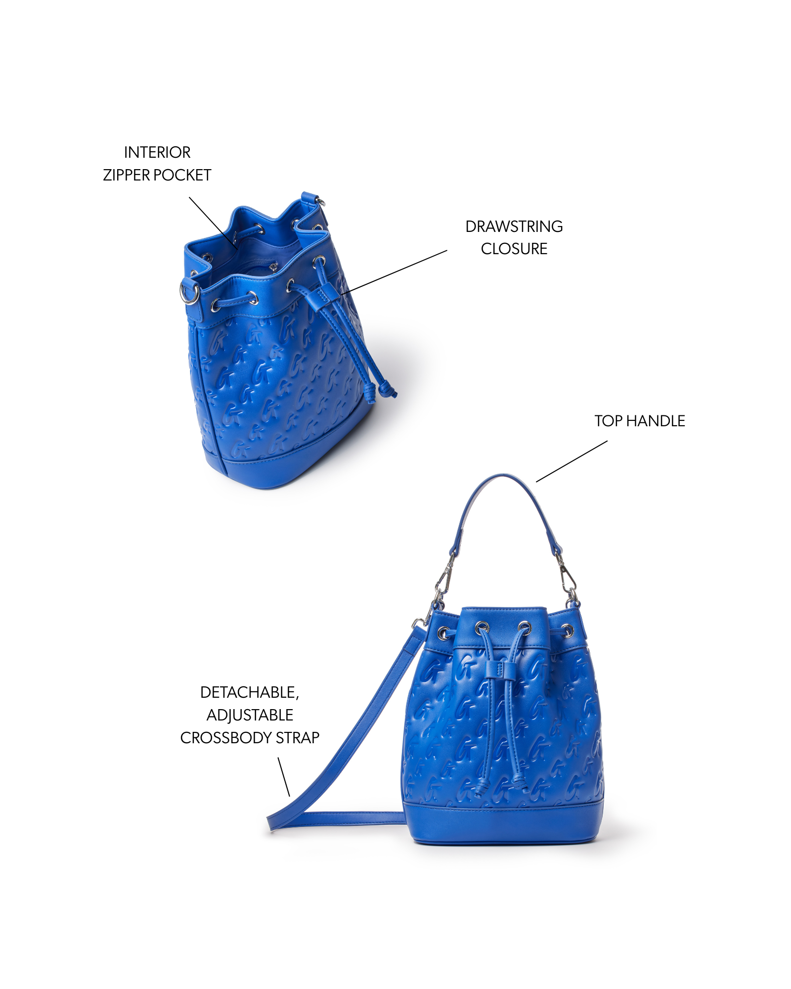 MEDIUM MONOGRAM BUCKET BAG - BLUE
