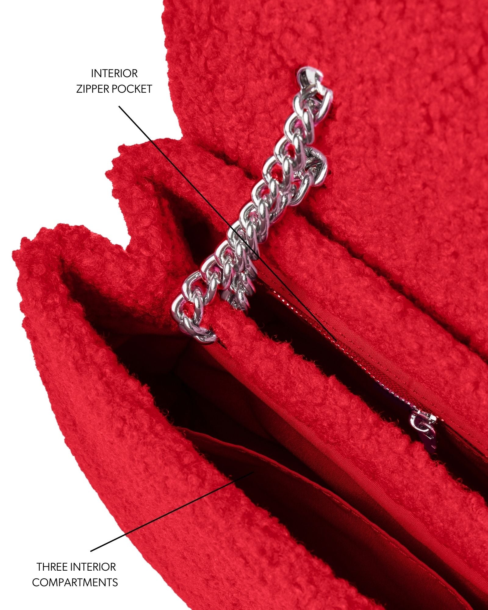 MEDIUM TEDDY FLAP BAG - RED