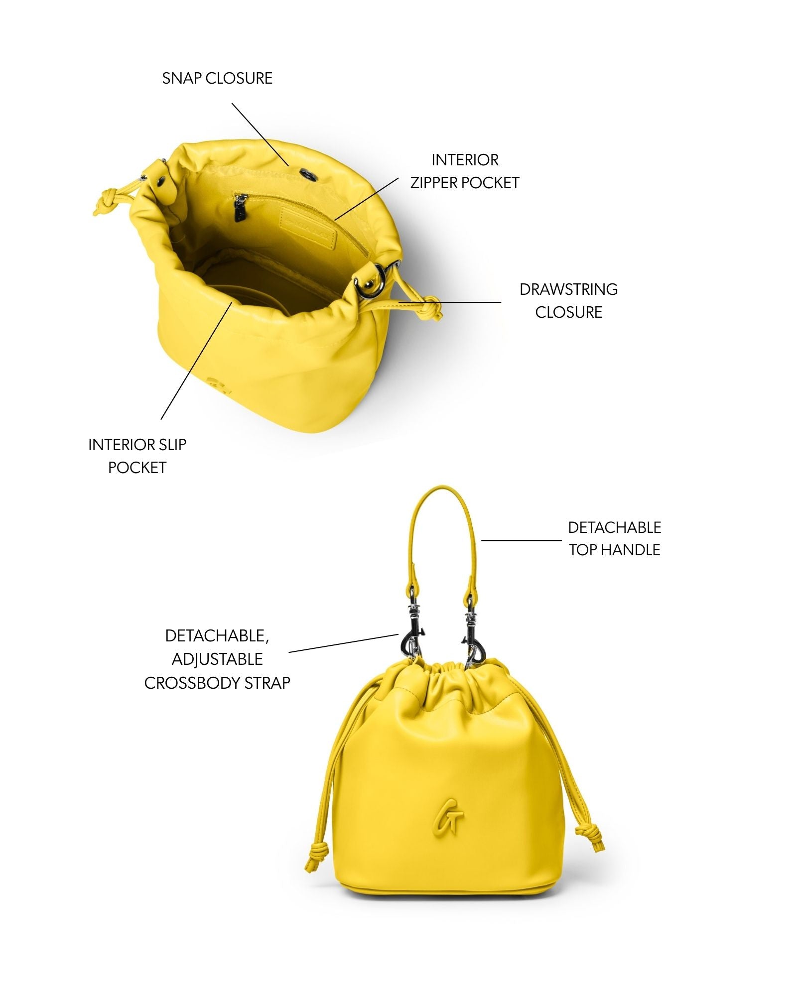 MINI DRAWSTRING BUCKET BAG - YELLOW