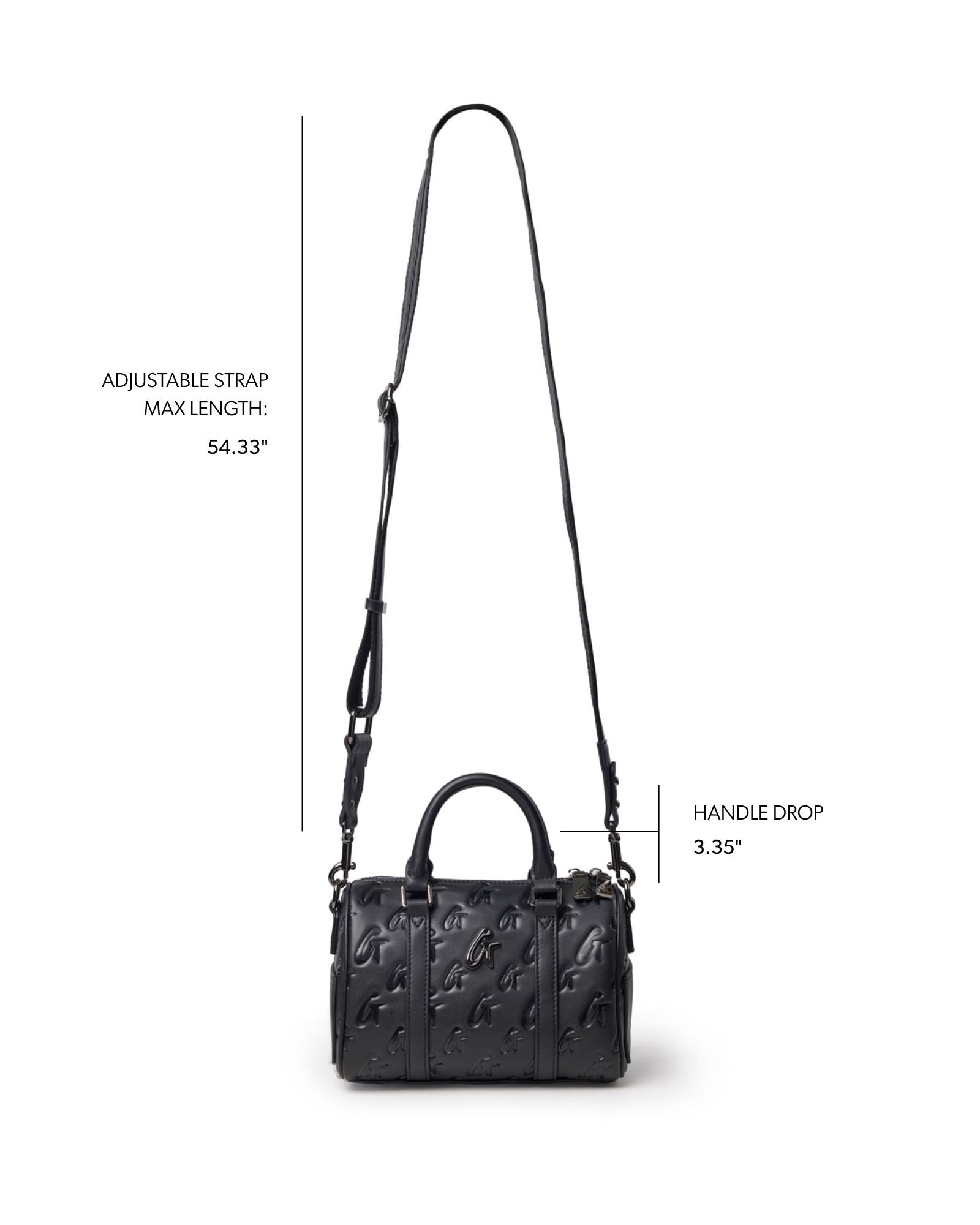 Mini Monogram Gal Boston Bag in black with adjustable strap and dual handles for versatile styling. Ideal for chic, everyday use.
