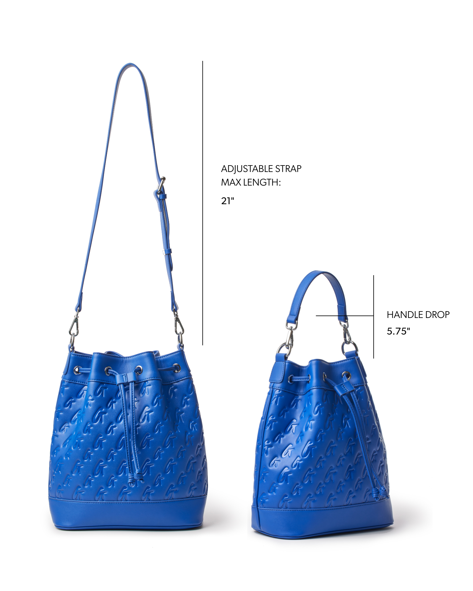 Blue mini monogram bucket bag with adjustable strap and stylish design, perfect for affordable luxury.