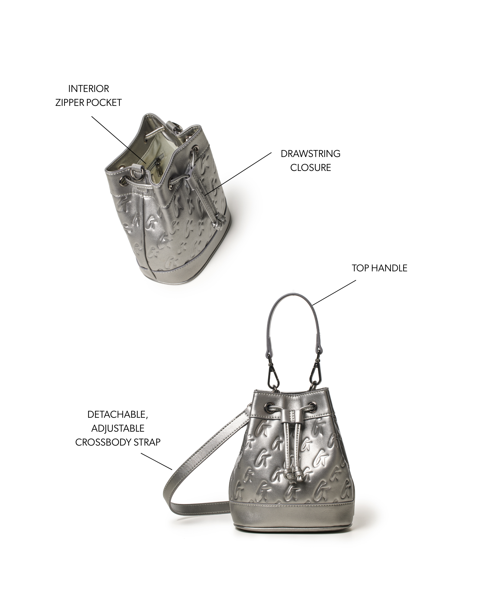 MINI MONOGRAM BUCKET BAG - PLATINUM