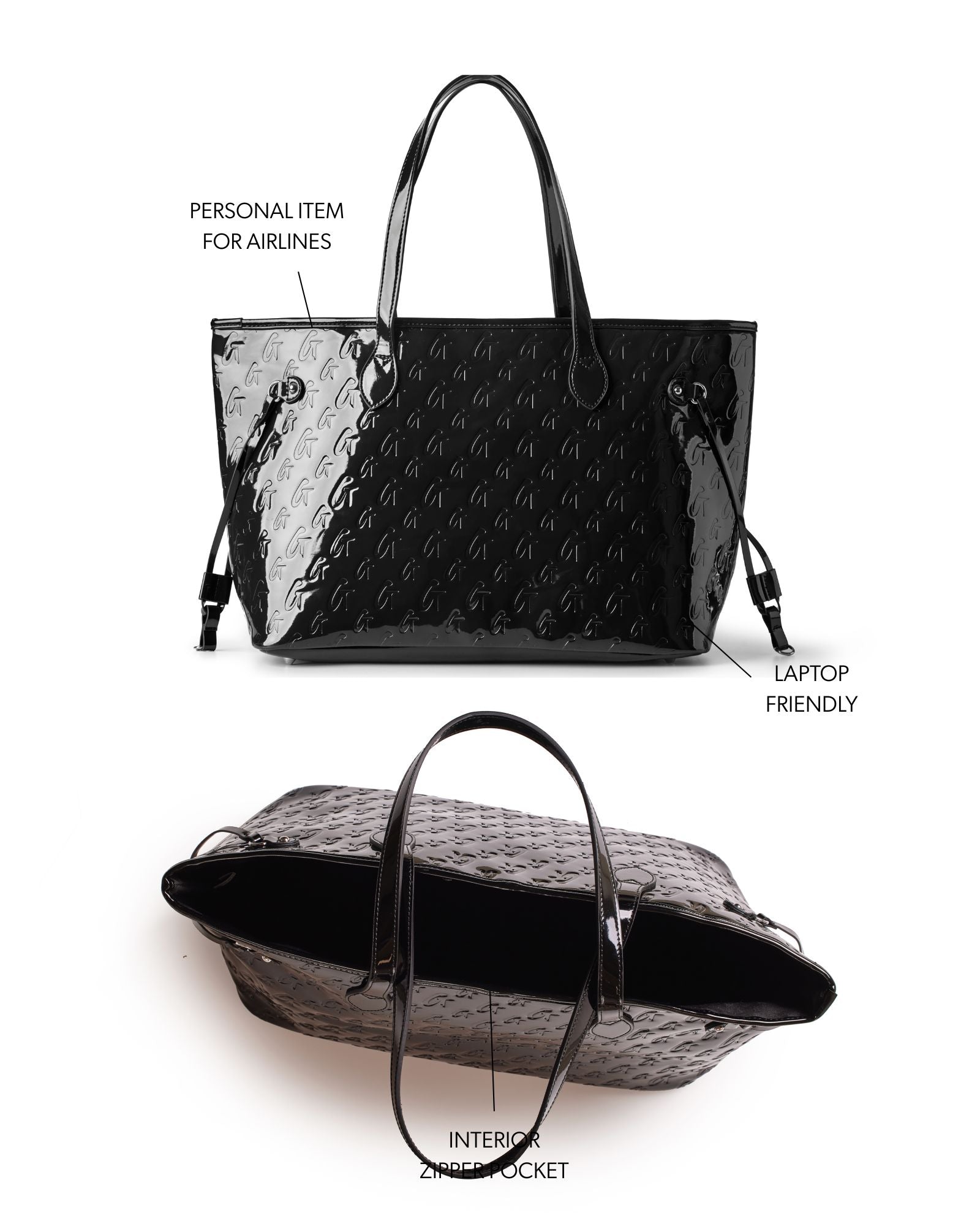 MONOGRAM GLAM TOTE - MIRROR BLACK