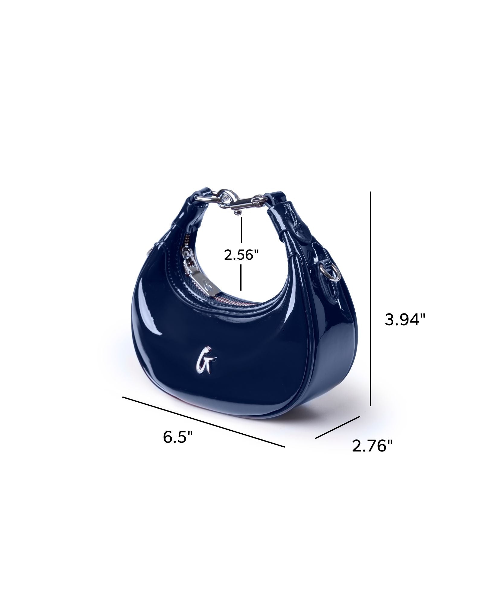NANO MIRROR HOBO BAG in mirror navy, featuring a sleek design and shiny finish, perfect for stylish outings.