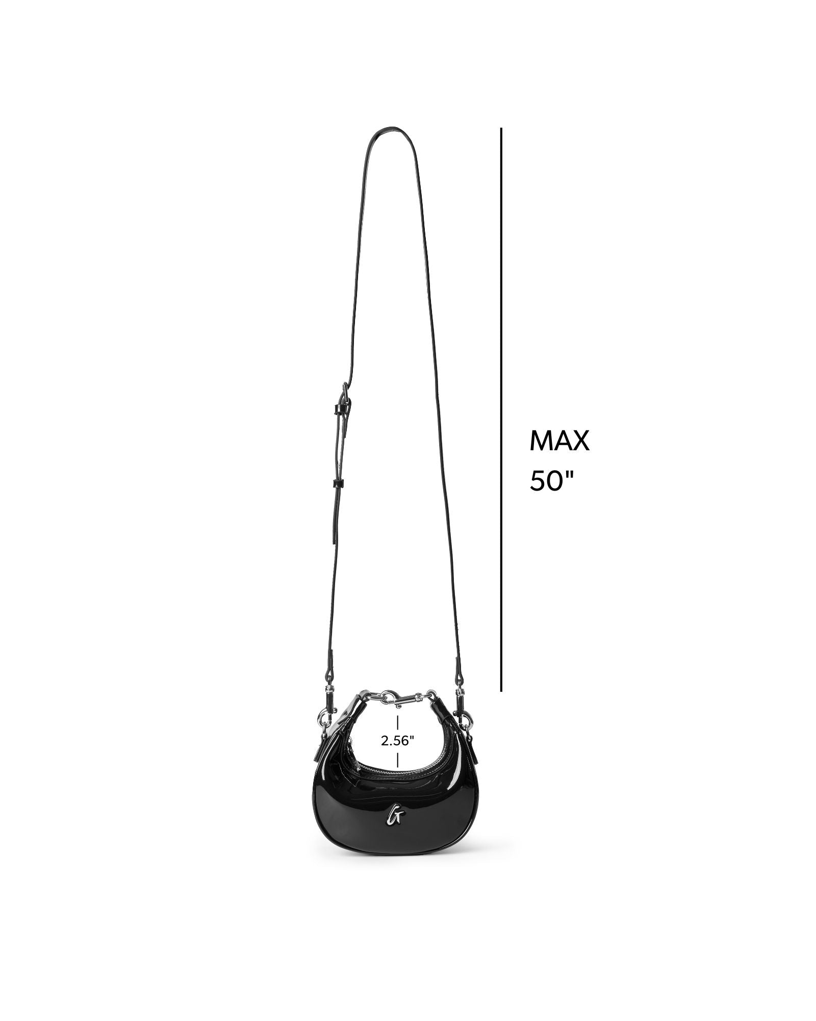 Sleek NANO MIRROR HOBO BAG in mirror black with adjustable strap, perfect for stylish, affordable luxury.