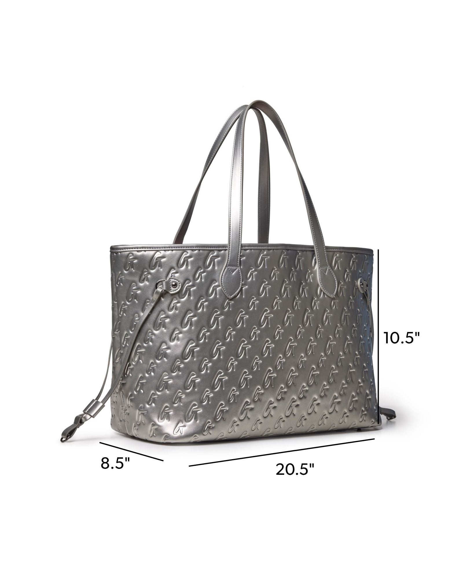 MONOGRAM GLAM TOTE WITH WRISTLET - PLATINUM