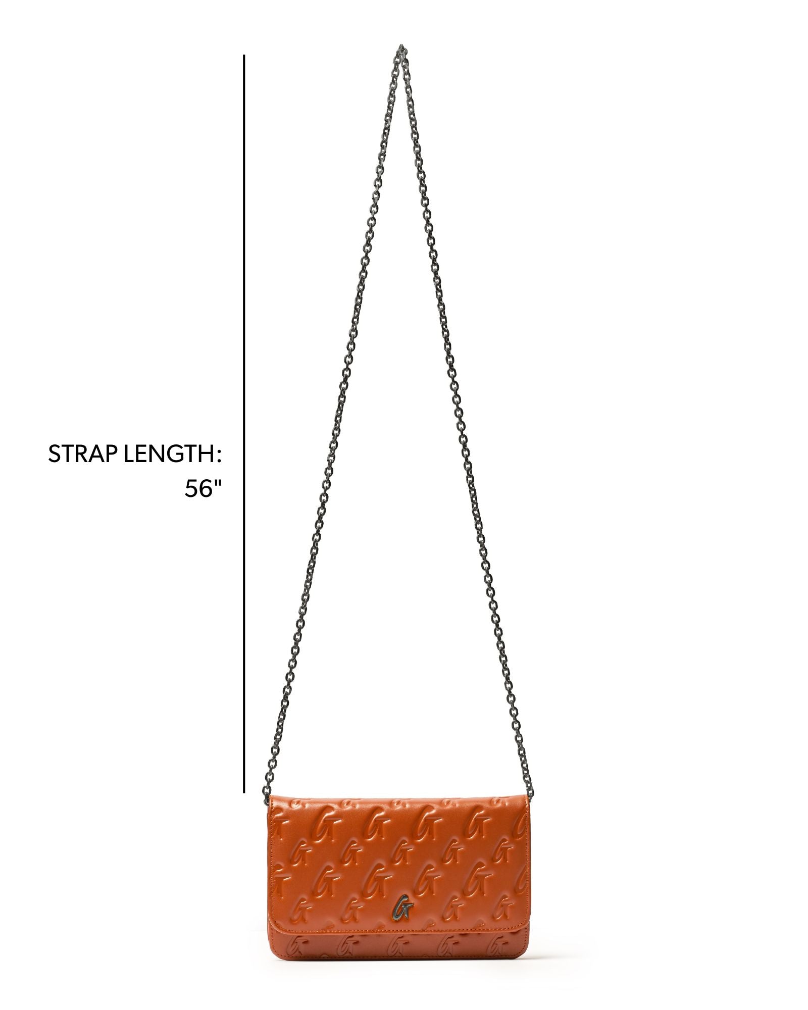 Brown monogram gunmetal WOC handbag with a 56-inch chain strap, perfect for stylish, affordable luxury.