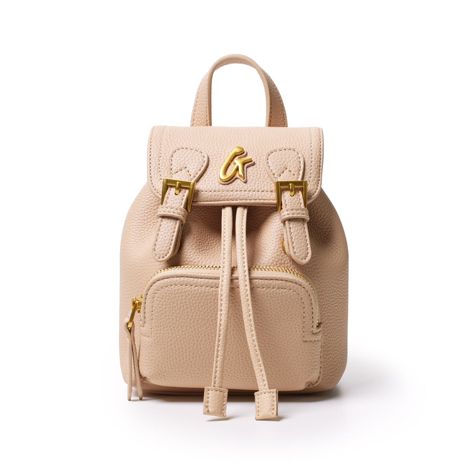 a new day mini backpack tan with gold handle Mini Pebble Crossbody Backpack | Glam-Aholic Lifestyle | Nude | Vegan Leather | Small
