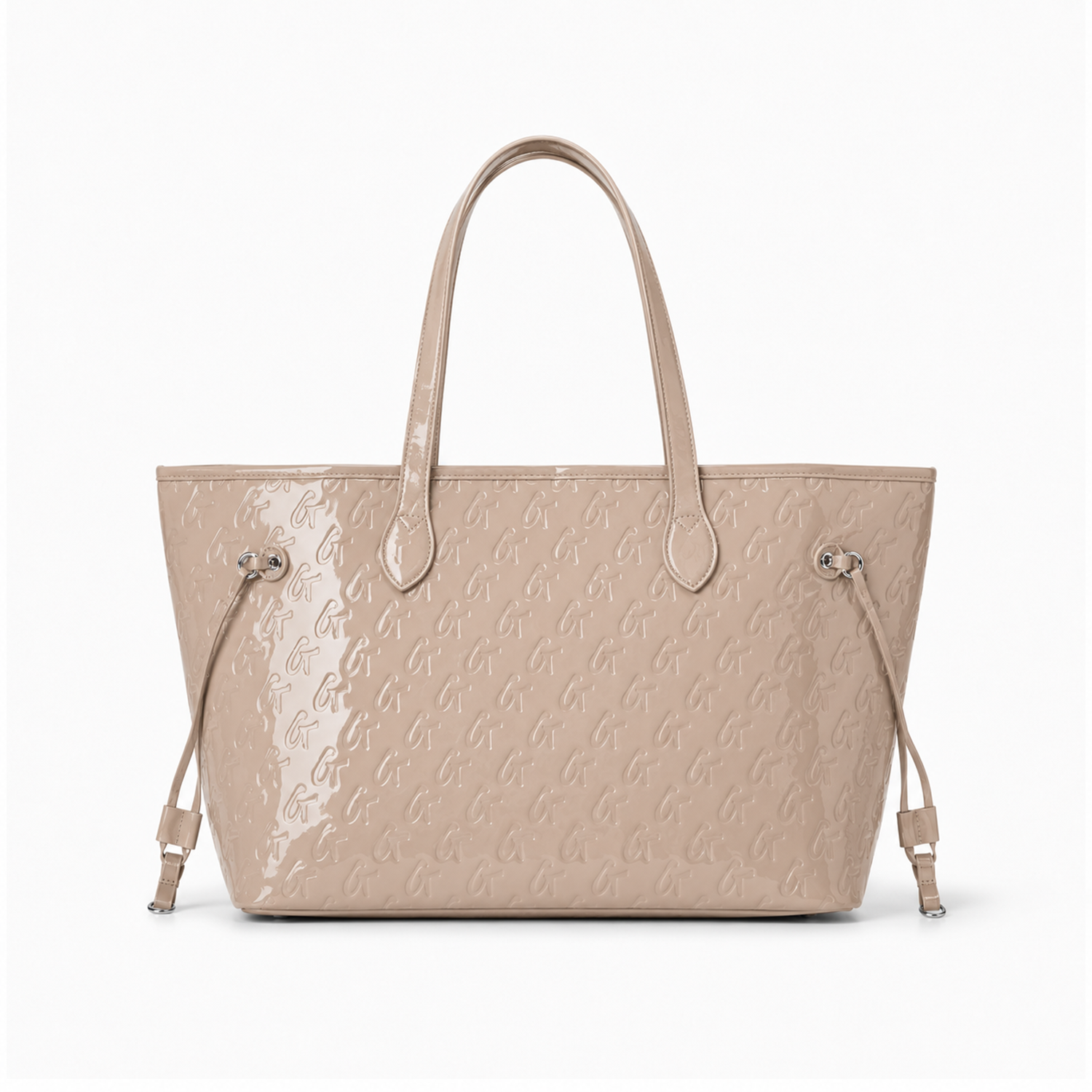 MONOGRAM GLAM TOTE WITH WRISTLET - MIRROR NUDE
