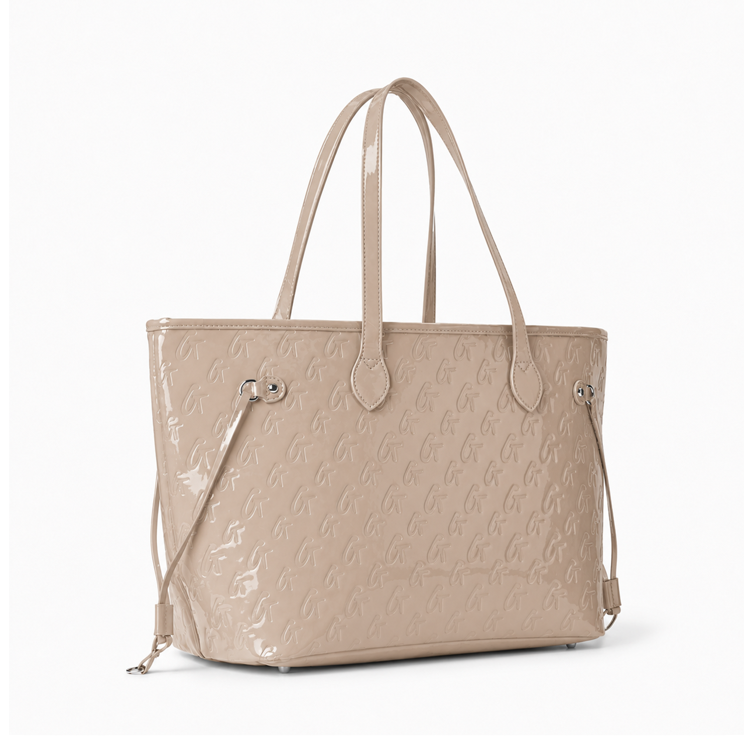 MONOGRAM GLAM TOTE WITH WRISTLET - MIRROR NUDE
